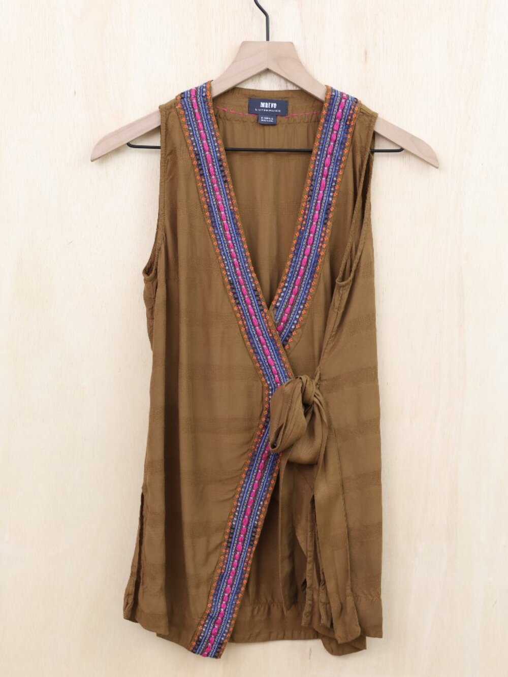 Maeve by Anthropologie Bronze Liviana‎ Wrap Tunic Blouse XS - Picture 2 of 4